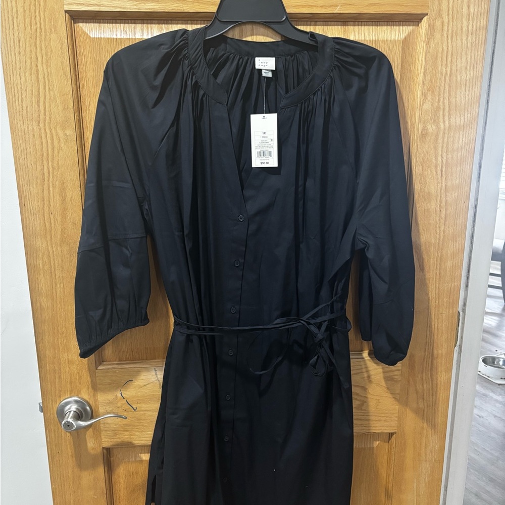 Black Women's Button-Front Belted Dress. A New Day. New with tags!